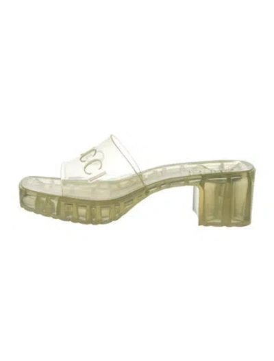 Pre-owned Gucci Rubber Graphic Print Slides In Clear