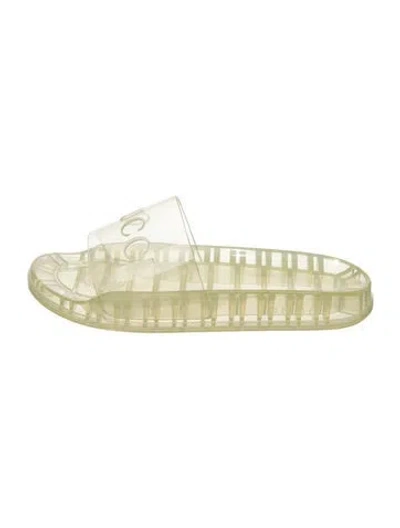 Pre-owned Gucci Rubber Graphic Print Slides In Clear
