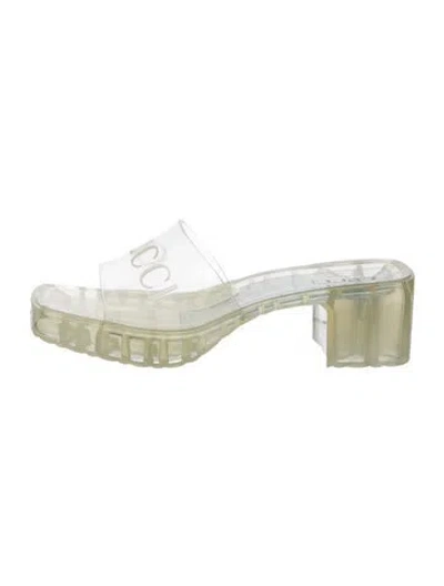 Pre-owned Gucci Rubber Graphic Print Slides In Transparent