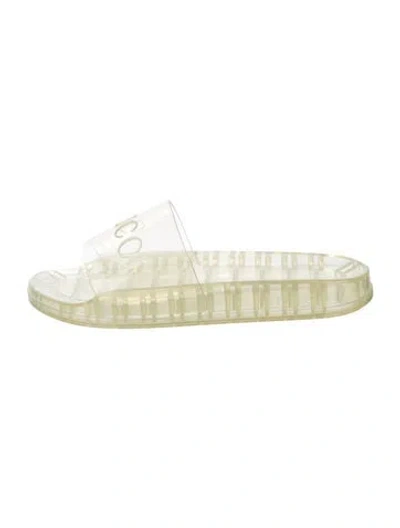 Pre-owned Gucci Rubber Graphic Print Slides In Transparent