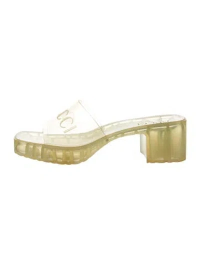 Pre-owned Gucci Rubber Graphic Print Slides In Transparent