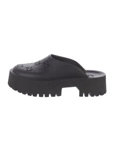 Pre-owned Gucci Rubber Mules In Black