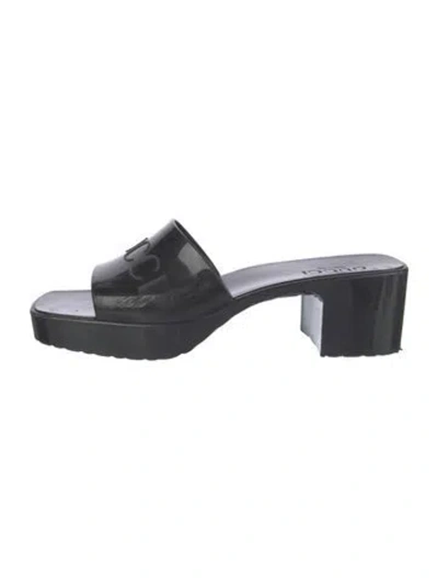 Pre-owned Gucci Rubber Mules In Black