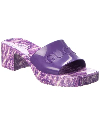 Gucci Rubber Platform Sandal In Purple