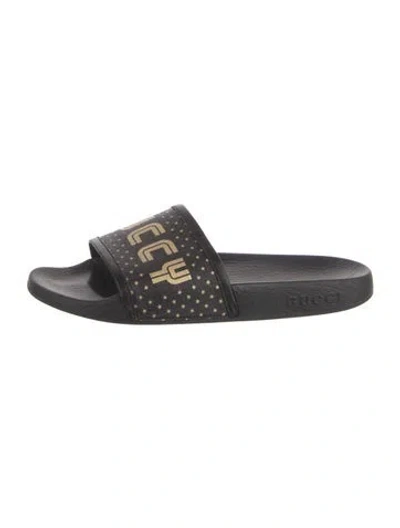 Pre-owned Gucci Rubber Printed Slides In Multi
