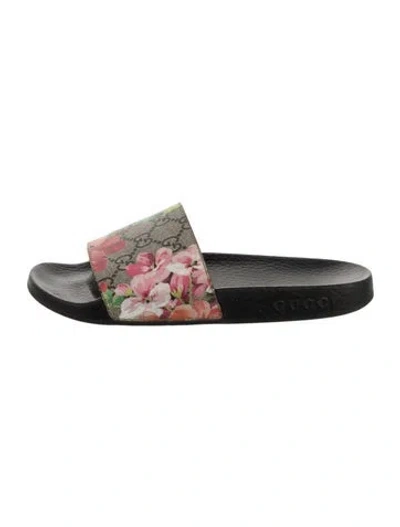 Pre-owned Gucci Rubber Printed Slides In Multi
