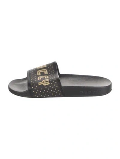 Pre-owned Gucci Rubber Printed Slides In Multi