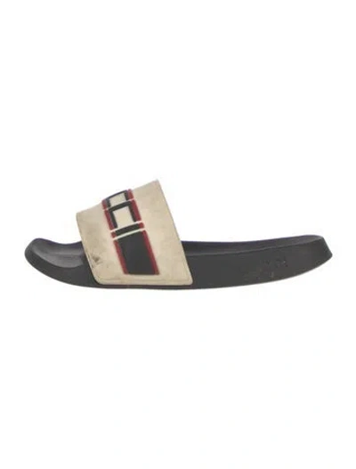 Pre-owned Gucci Rubber Printed Slides In Neutral