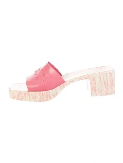 Pre-owned Gucci Rubber Printed Slides In Pink