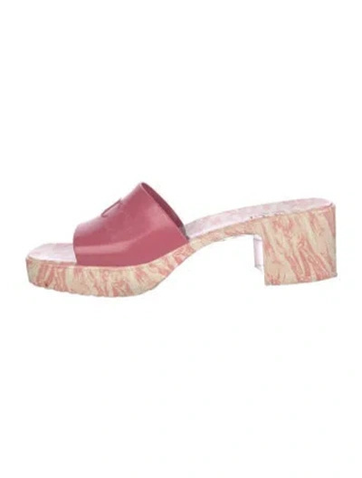 Pre-owned Gucci Rubber Printed Slides In Pink