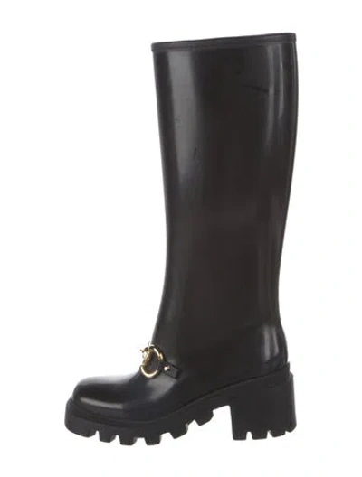 Pre-owned Gucci Rubber Rain Boots In Black