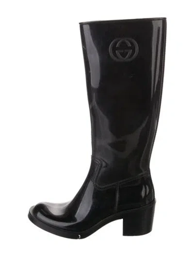 Pre-owned Gucci Rubber Rain Boots In Black