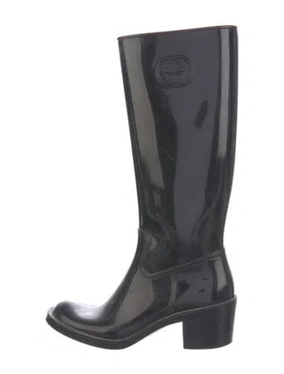 Pre-owned Gucci Rubber Rain Boots In Black