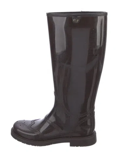 Pre-owned Gucci Rubber Rain Boots In Brown