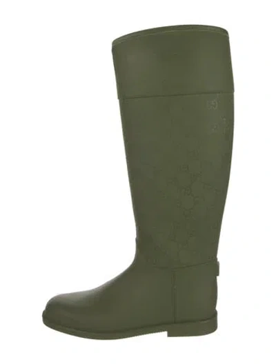 Pre-owned Gucci Rubber Rain Boots In Green
