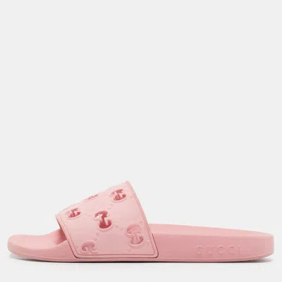 Pre-owned Gucci Rubber Size 36 Pink Rubber Pool Slide