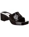 Gucci Rubber Logo Platform Slide Sandal In Black