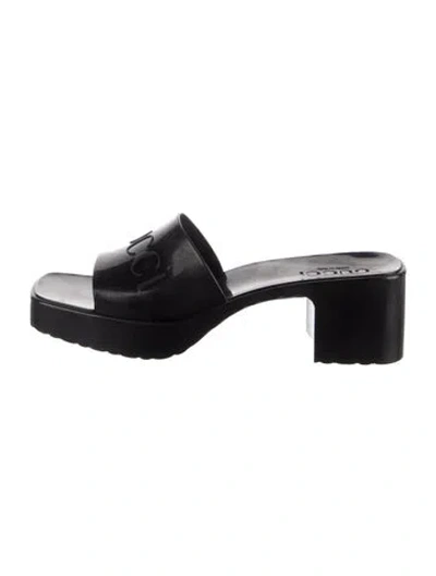 Pre-owned Gucci Rubber Slides In Black