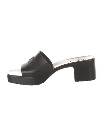 Pre-owned Gucci Rubber Slides In Black