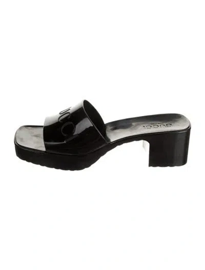 Pre-owned Gucci Rubber Slides In Black