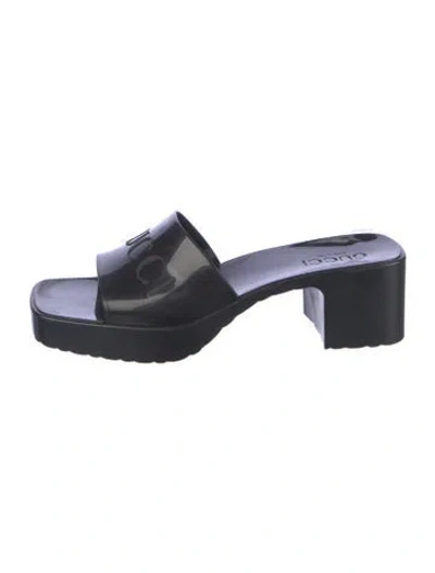 Pre-owned Gucci Rubber Slides In Black