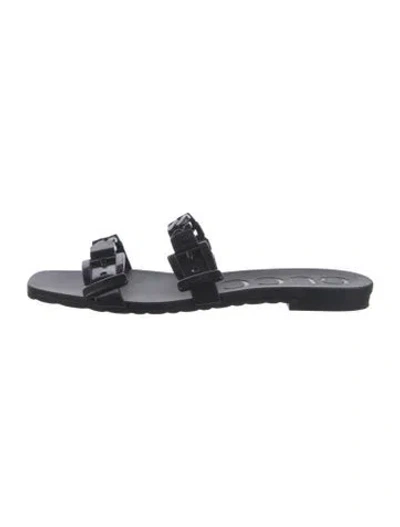 Pre-owned Gucci Rubber Slides In Black