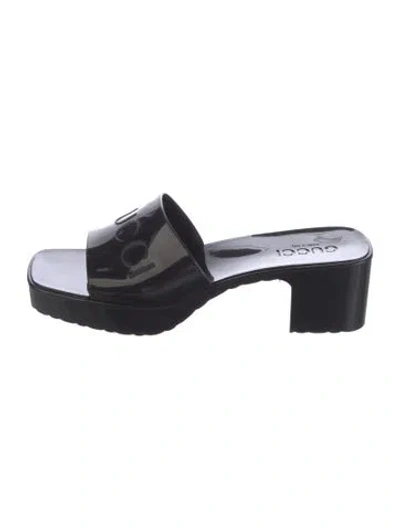 Pre-owned Gucci Rubber Slides In Black