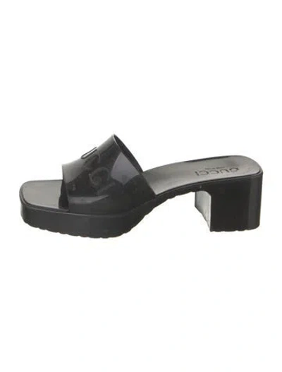Pre-owned Gucci Rubber Slides In Black
