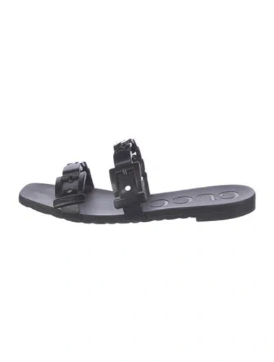 Pre-owned Gucci Rubber Slides In Black