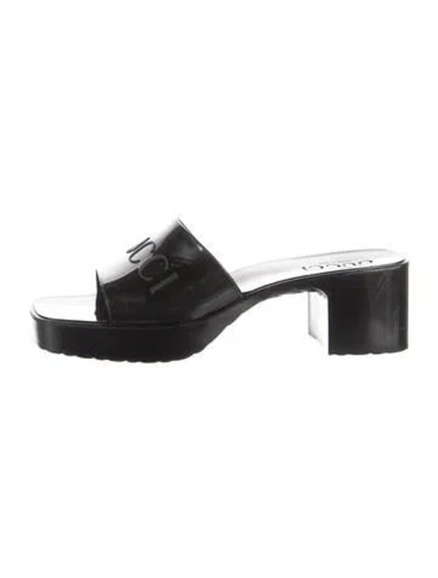 Pre-owned Gucci Rubber Slides In Black