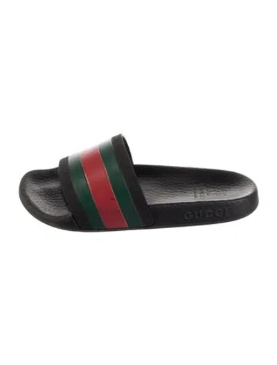 Pre-owned Gucci Babies' Rubber Slides In Black