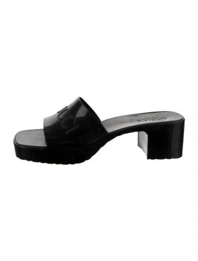 Pre-owned Gucci Rubber Slides In Black