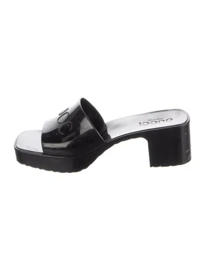 Pre-owned Gucci Rubber Slides In Black/white