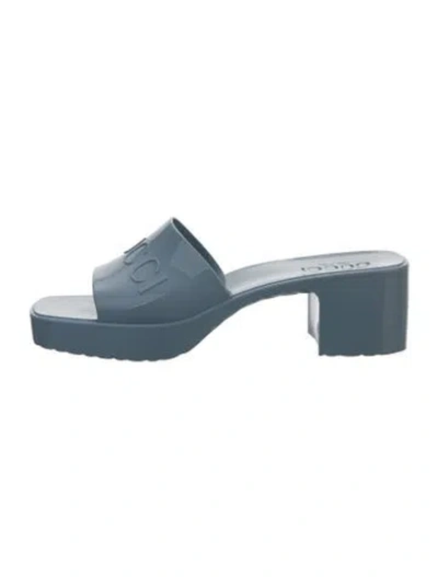Pre-owned Gucci Rubber Slides In Blue