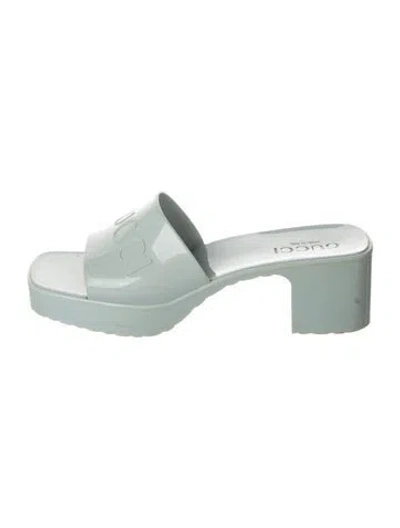 Pre-owned Gucci Rubber Slides In Blue