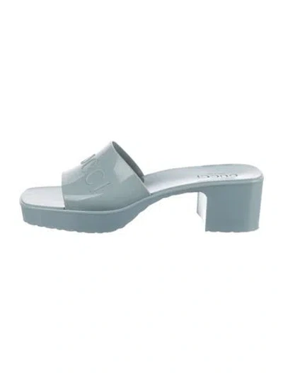 Pre-owned Gucci Rubber Slides In Blue