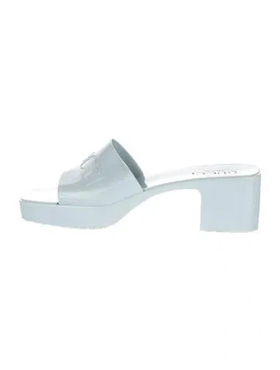 Pre-owned Gucci Rubber Slides In Blue