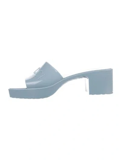 Pre-owned Gucci Rubber Slides In Blue