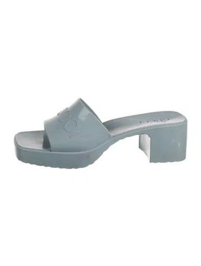 Pre-owned Gucci Rubber Slides In Blue