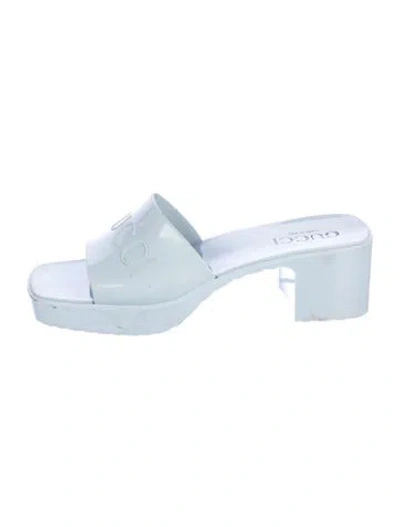 Pre-owned Gucci Rubber Slides In Blue