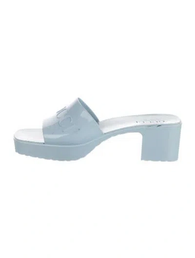 Pre-owned Gucci Rubber Slides In Blue