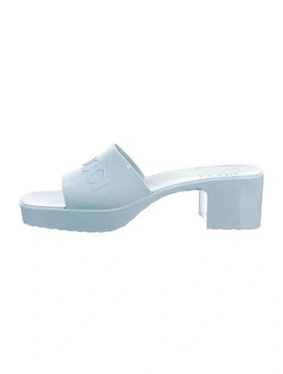 Pre-owned Gucci Rubber Slides In Blue