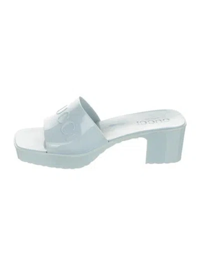 Pre-owned Gucci Rubber Slides In Blue