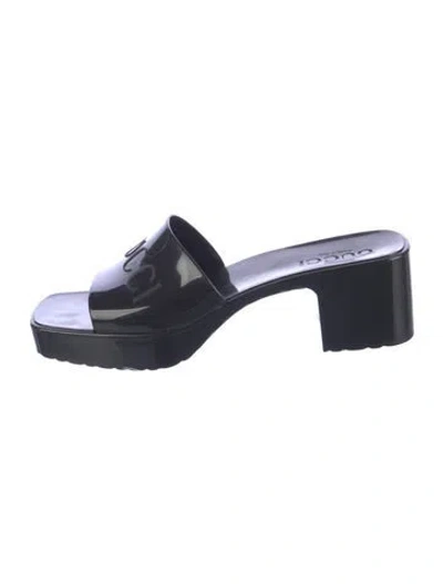 Pre-owned Gucci Rubber Slides In Blue