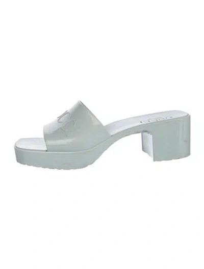 Pre-owned Gucci Rubber Slides In Blue