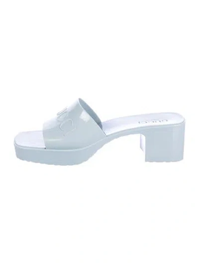 Pre-owned Gucci Rubber Slides In Blue