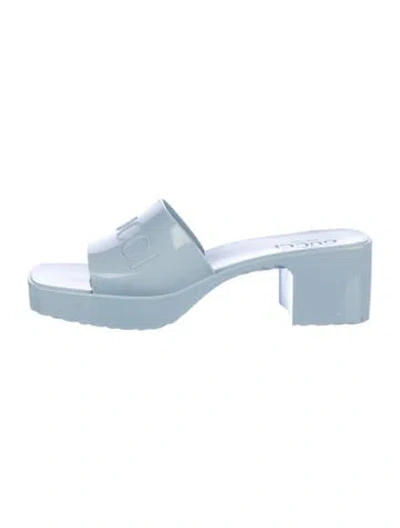 Pre-owned Gucci Rubber Slides In Blue