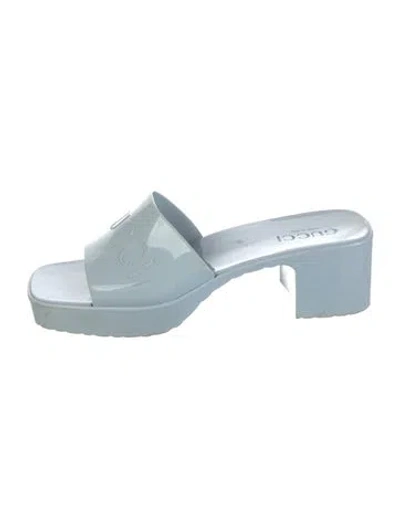 Pre-owned Gucci Rubber Slides In Blue