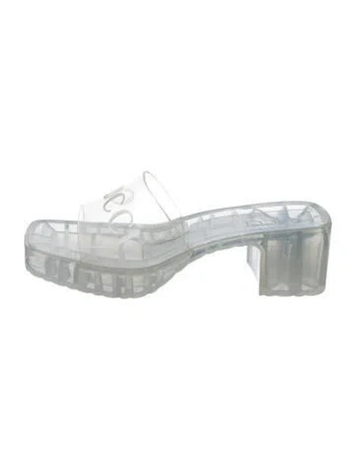 Pre-owned Gucci Rubber Slides In Blue