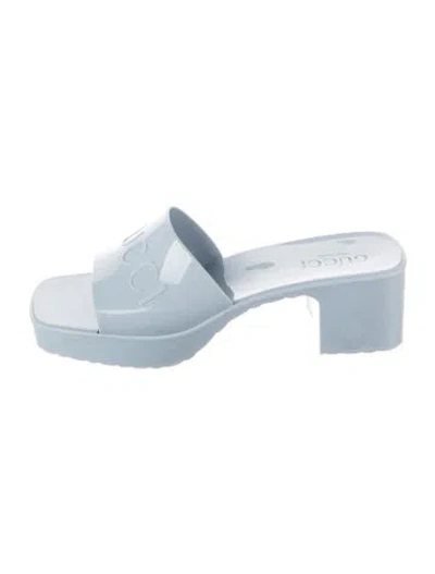 Pre-owned Gucci Rubber Slides In Blue